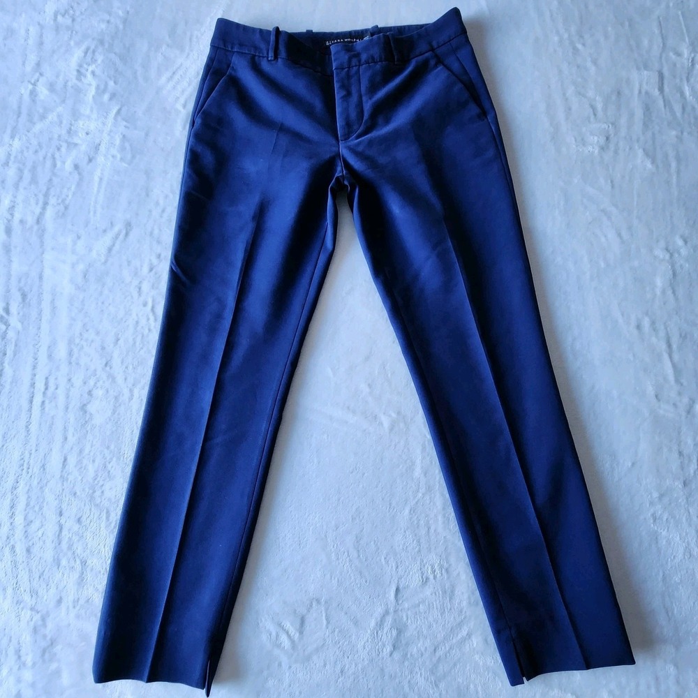 Zara Woman Ankle Trousers Size Small Blue Office Corporate Career Work 30W 26.5L
